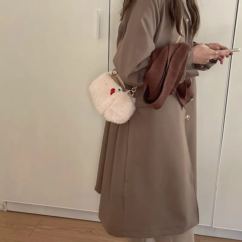 Elsvet Plush Shoulder Bag Regular Women's Cherry Bag-4