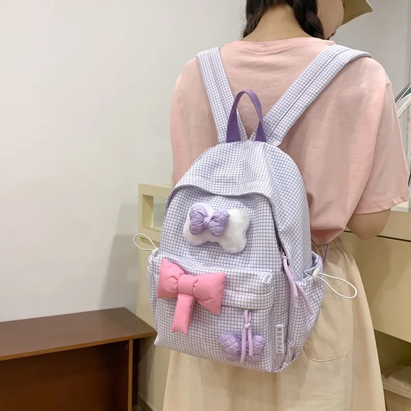 Elsvet Nylon Backpack Women's Blue/Purple/Green/Pink/Black-3