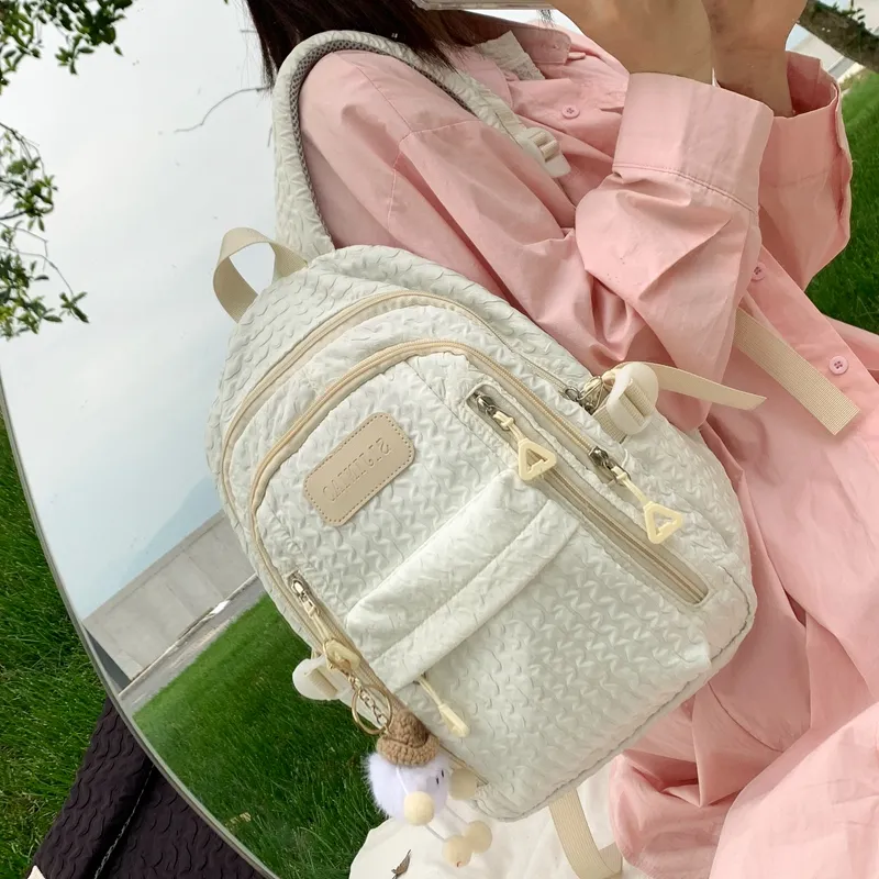 Elsvet Nylon Backpack Regular Women's White/Black/Yellow/Green/Blue-3
