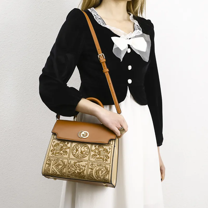 Elsvet Artificial Leather Handbag Regular Women's Brown-3