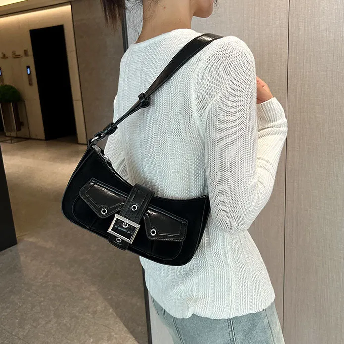 Elsvet PU One Shoulder Women's Black/White/Silver/Pink-2