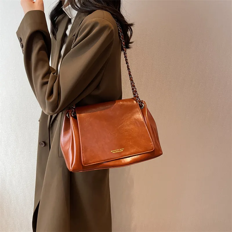 Elsvet PU Shoulder Bag Women's Light Brown/Black/Green-17