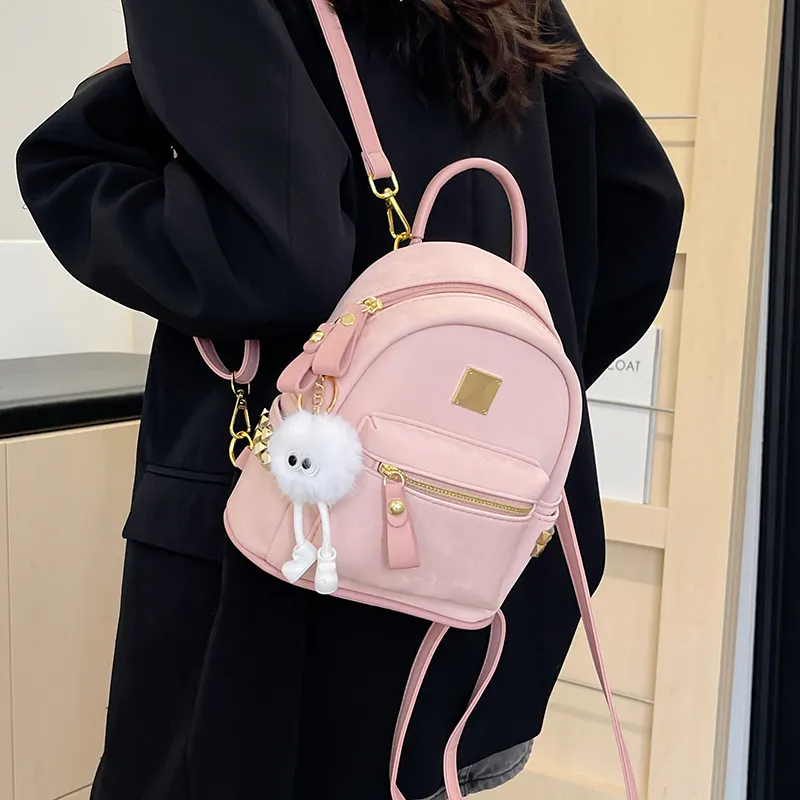 Elsvet PU Crossbody One Shoulder Backpack Women's White/Silver/Black/Pink-14