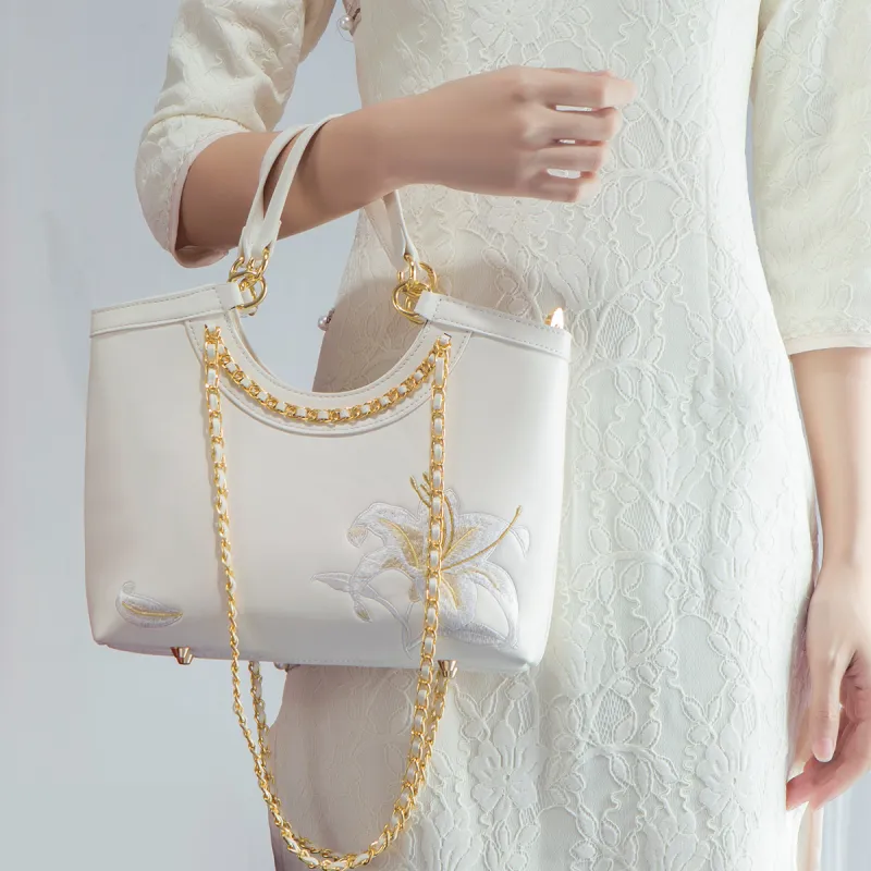 Elsvet PU Handbag Regular Women's Red/White/Apricot-5