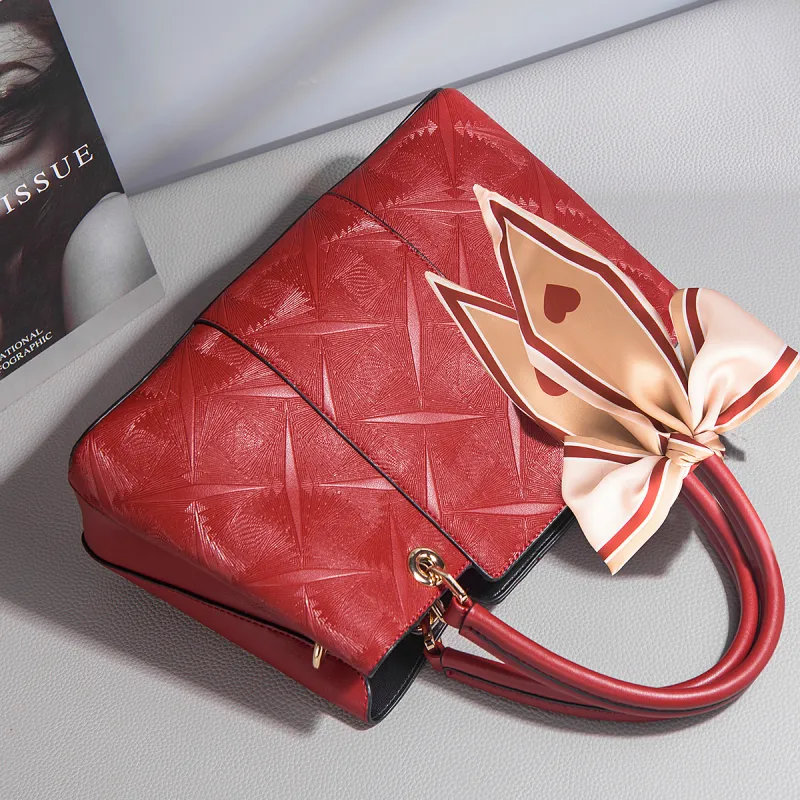 Elsvet Artificial Leather Handbag Women's Dark Blue/Red/Black-3