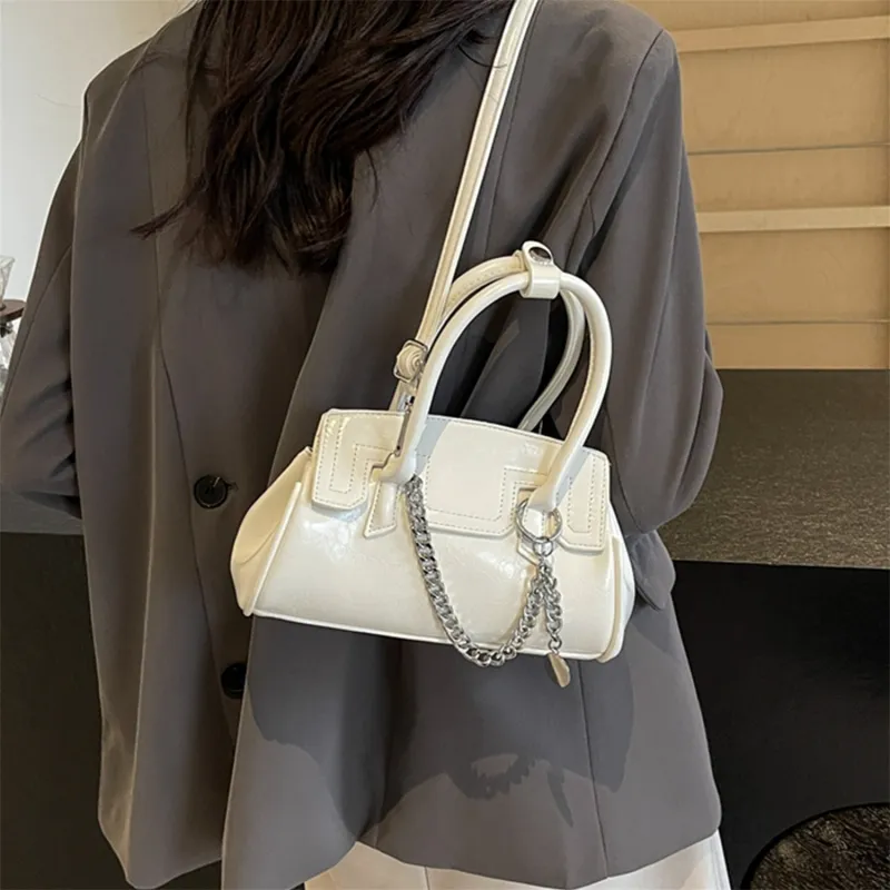 Elsvet PU Crossbody One Shoulder Handbag Regular Women's White/Silver/Black/Pink-6