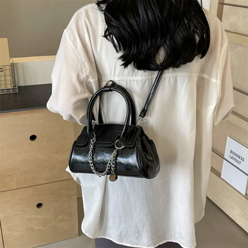Elsvet PU Crossbody One Shoulder Handbag Regular Women's White/Silver/Black/Pink-15