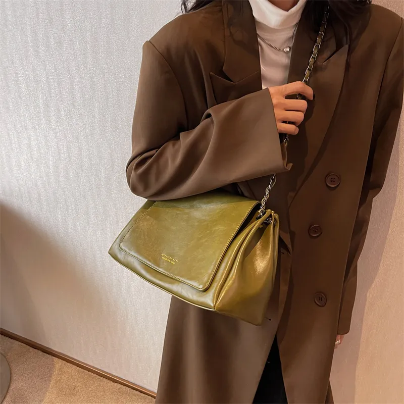 Elsvet PU Shoulder Bag Women's Light Brown/Black/Green-9