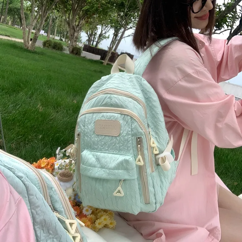 Elsvet Nylon Backpack Regular Women's White/Black/Yellow/Green/Blue-14