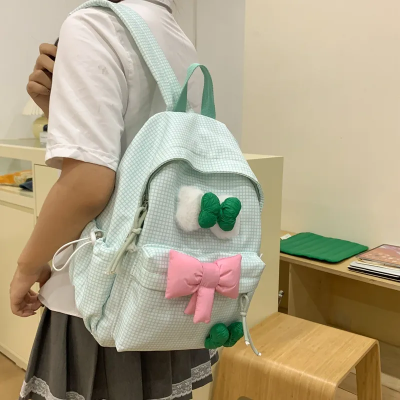 Elsvet Nylon Backpack Women's Blue/Purple/Green/Pink/Black-8
