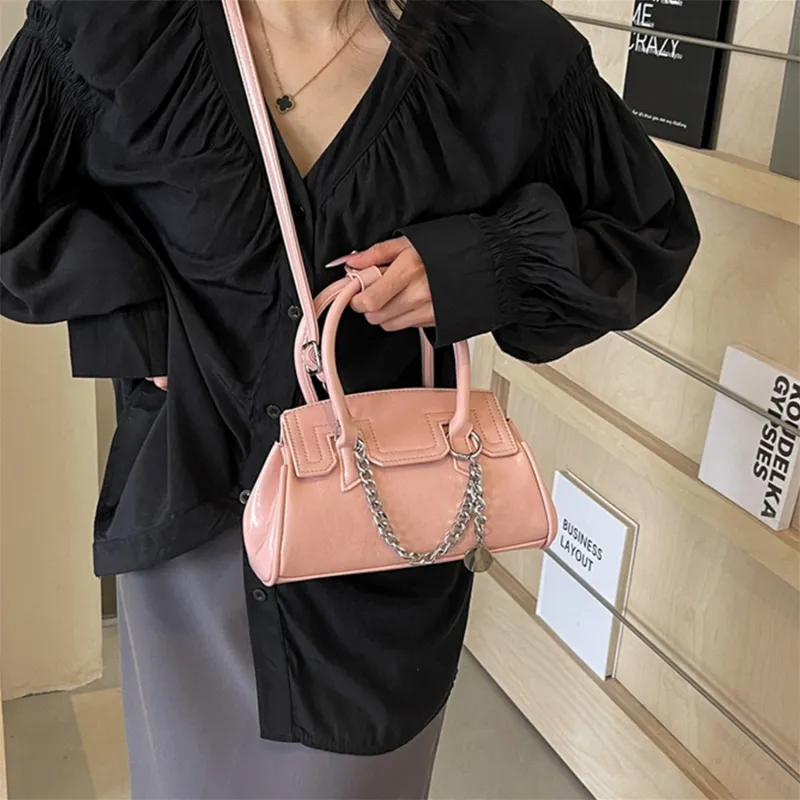Elsvet PU Crossbody One Shoulder Handbag Regular Women's White/Silver/Black/Pink-19
