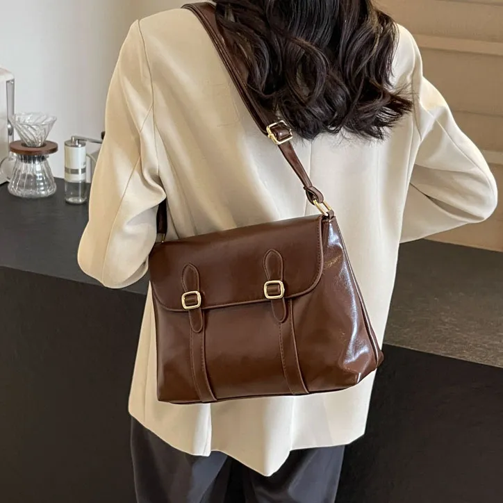 Elsvet PU Crossbody One Shoulder Women's White/Black/Brown-9