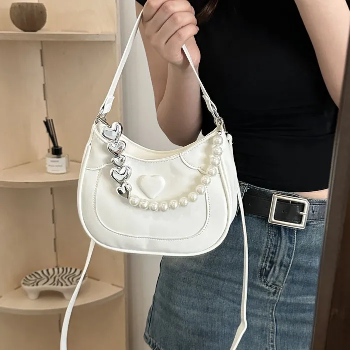 Elsvet PU Portable Crossbody Bag, Shoulder Bag Women's White/Silver/Black/Khaki/Pink/Brown-1