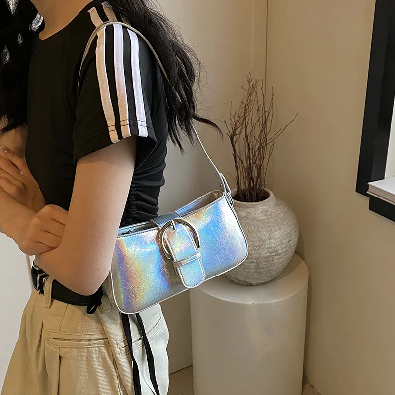Elsvet PU Crossbody Bag, Shoulder Bag Women's Holographic Silver/Silver/Black/Gold-1