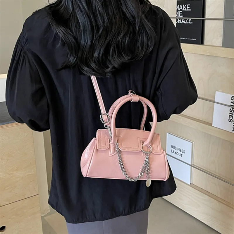 Elsvet PU Crossbody One Shoulder Handbag Regular Women's White/Silver/Black/Pink-21