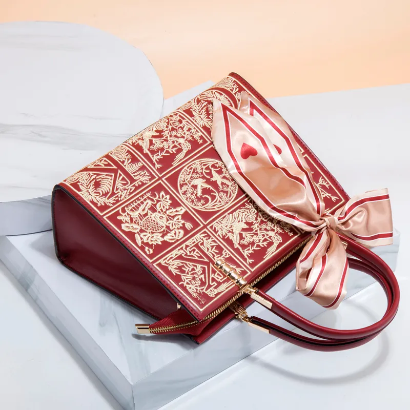 Elsvet Artificial Leather Handbag Women's Red-2