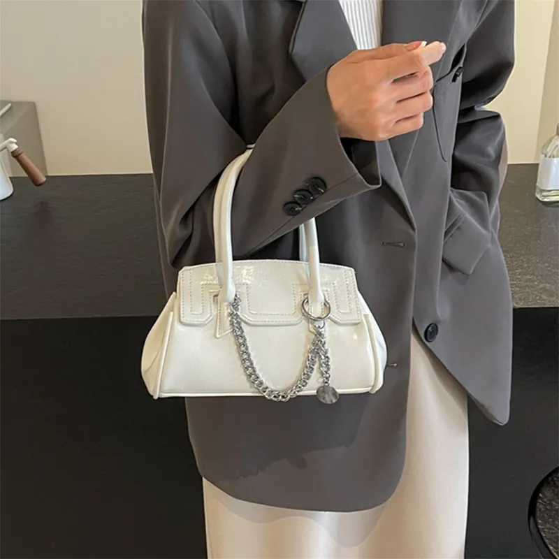 Elsvet PU Crossbody One Shoulder Handbag Regular Women's White/Silver/Black/Pink-4