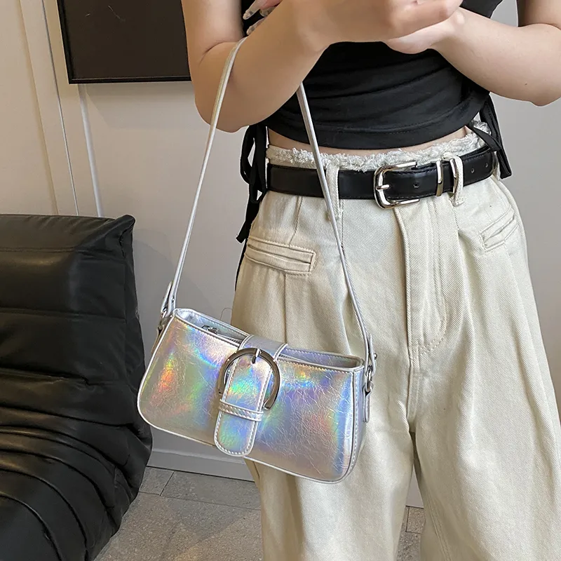 Elsvet PU Crossbody Bag, Shoulder Bag Women's Holographic Silver/Silver/Black/Gold-3
