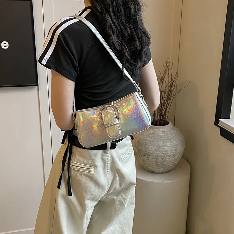 Elsvet PU Crossbody Bag, Shoulder Bag Women's Holographic Silver/Silver/Black/Gold-2