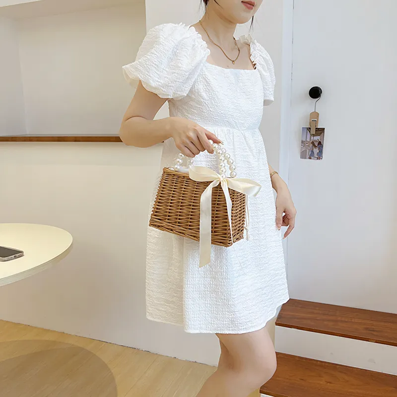 Elsvet Straw Woven Handbag Regular Women's Khaki-2