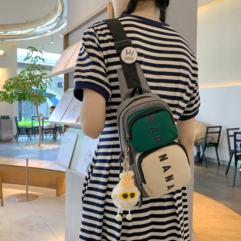 Elsvet Oxford Sling Bag Unisex Green/Gray/Black/Yellow-4