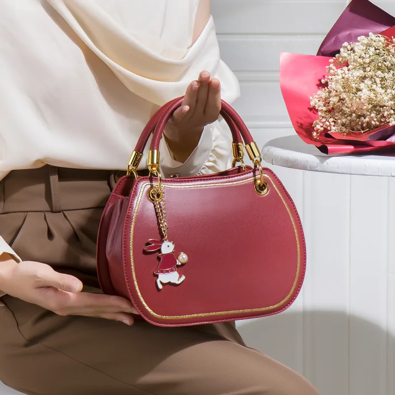 Elsvet PU Handbag Regular Women's Red-4