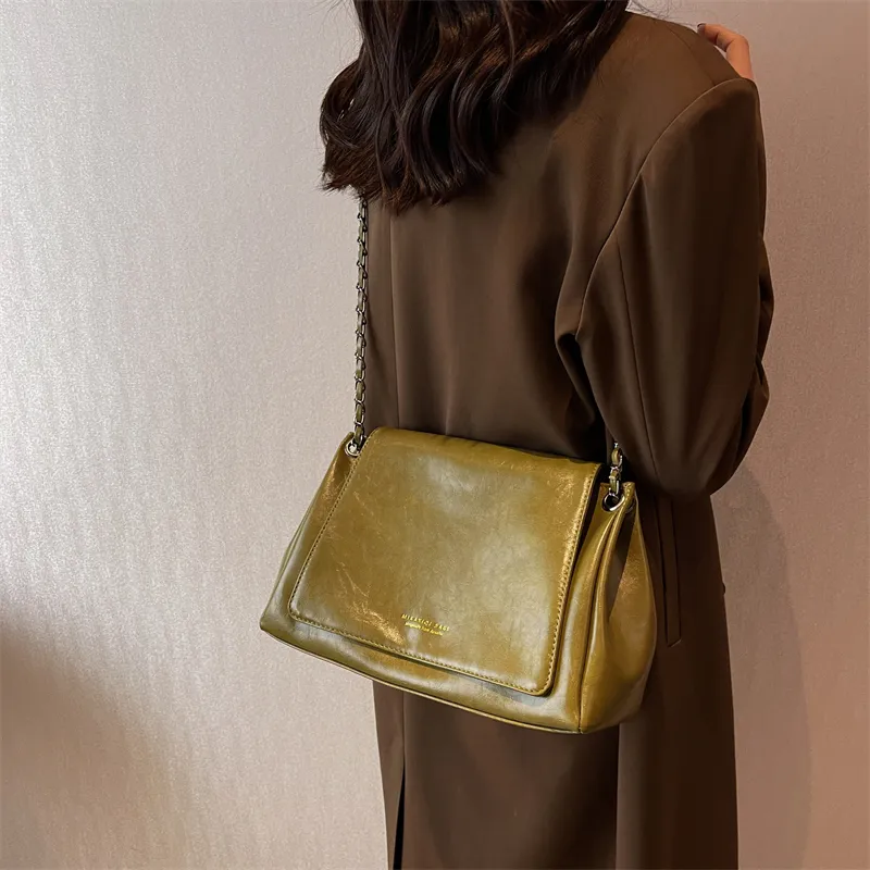 Elsvet PU Shoulder Bag Women's Light Brown/Black/Green-8