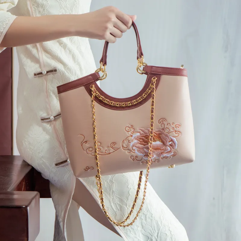 Elsvet PU Handbag Regular Women's Red/White/Apricot-8