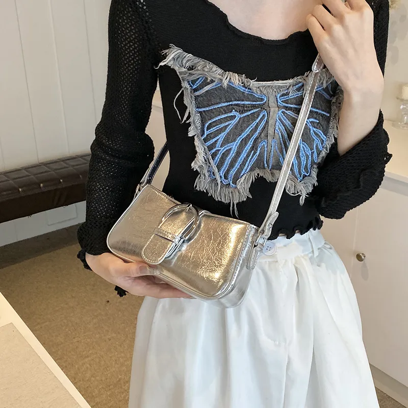 Elsvet PU Crossbody Bag, Shoulder Bag Women's Holographic Silver/Silver/Black/Gold-7