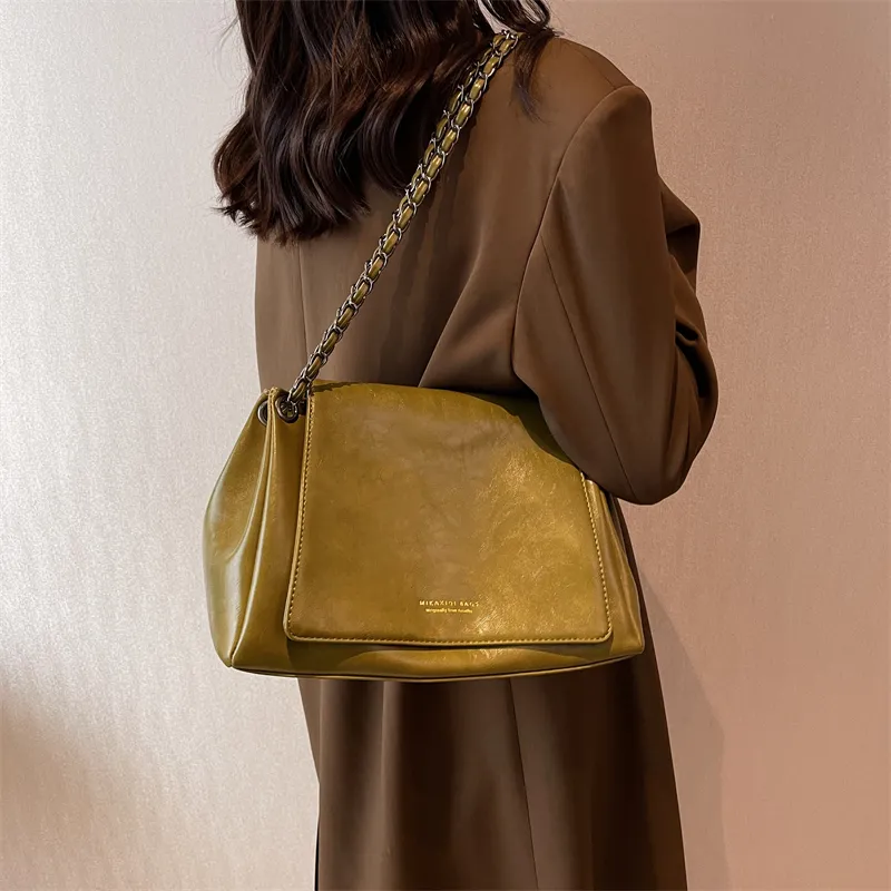Elsvet PU Shoulder Bag Women's Light Brown/Black/Green-12