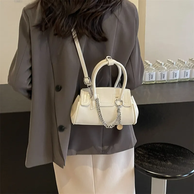 Elsvet PU Crossbody One Shoulder Handbag Regular Women's White/Silver/Black/Pink-5