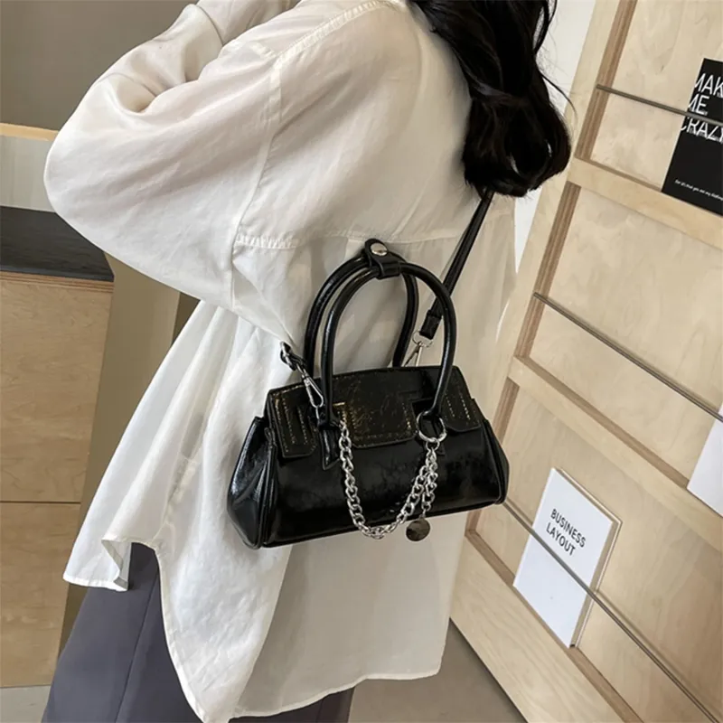 Elsvet PU Crossbody One Shoulder Handbag Regular Women's White/Silver/Black/Pink-16