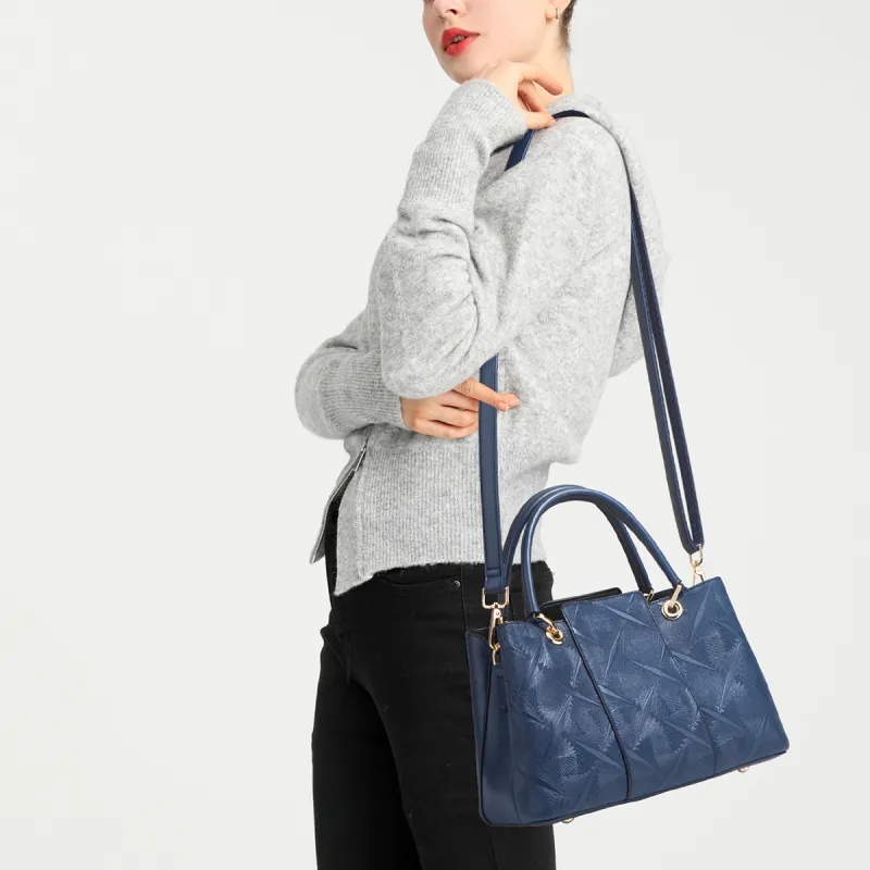 Elsvet Artificial Leather Handbag Women's Dark Blue/Red/Black-6
