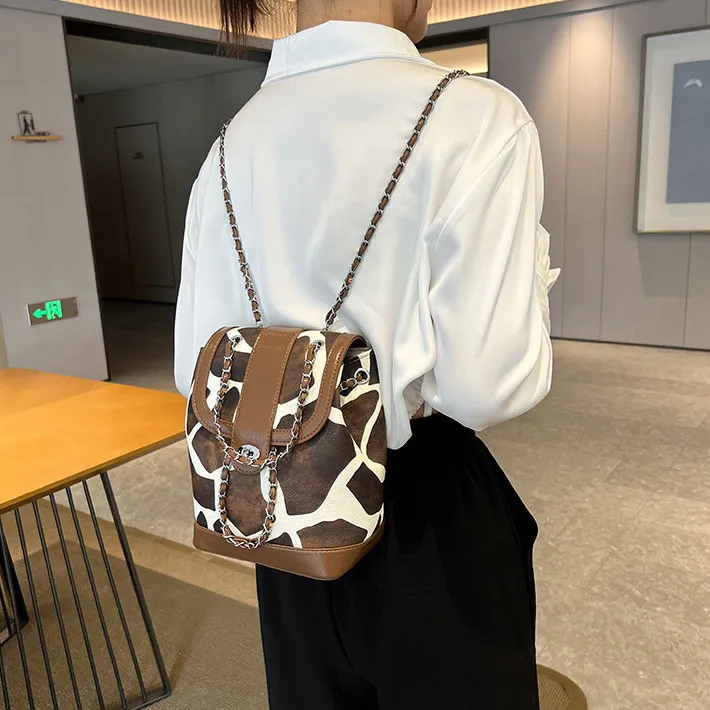 Elsvet PU Carry Backpack Women's Silver/Black/Brown-10