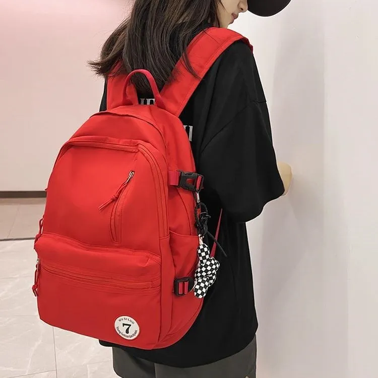 URBAN FOREST Nylon Backpack Regular Unisex Black/White/Pink/Red-1