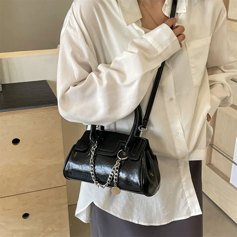 Elsvet PU Crossbody One Shoulder Handbag Regular Women's White/Silver/Black/Pink-14