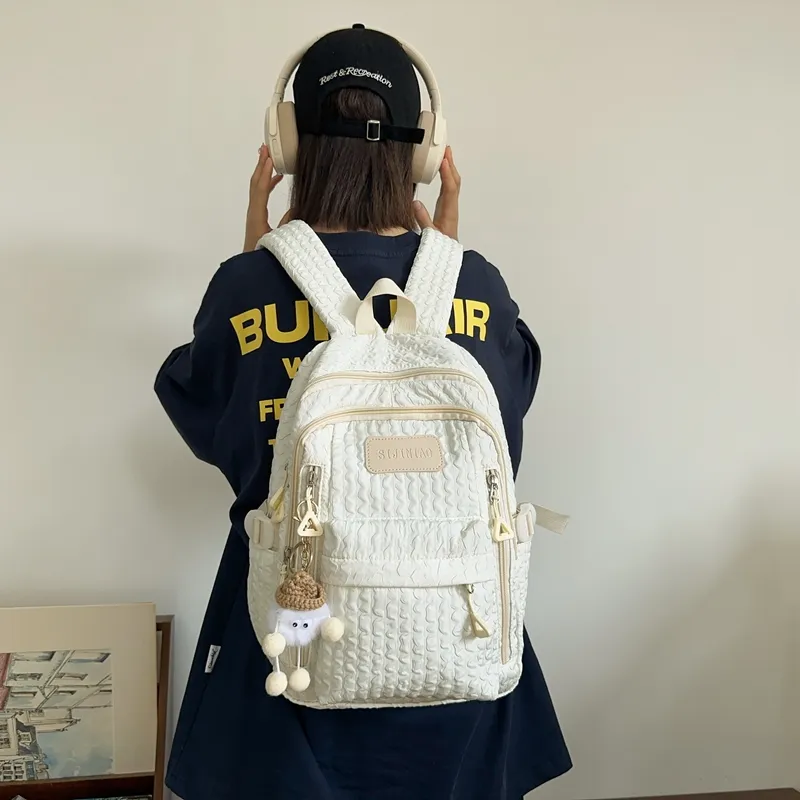 Elsvet Nylon Backpack Regular Women's White/Black/Yellow/Green/Blue-2