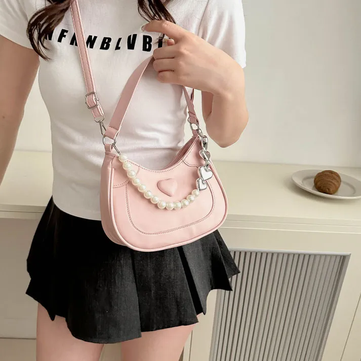 Elsvet PU Portable Crossbody Bag, Shoulder Bag Women's White/Silver/Black/Khaki/Pink/Brown-17