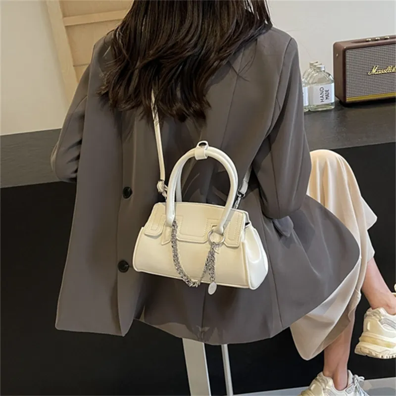 Elsvet PU Crossbody One Shoulder Handbag Regular Women's White/Silver/Black/Pink-2