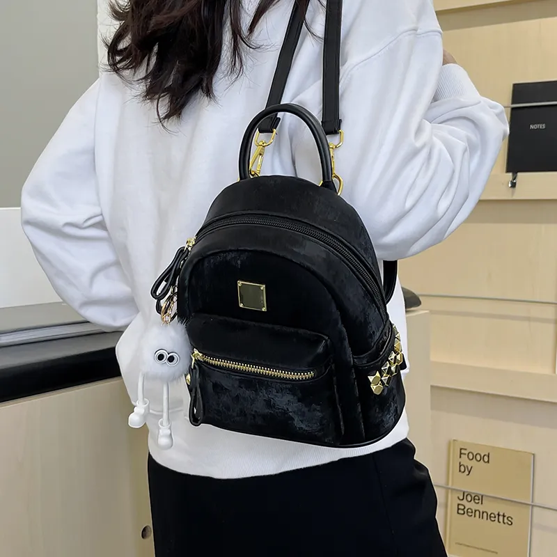 Elsvet PU Crossbody One Shoulder Backpack Women's White/Silver/Black/Pink-9