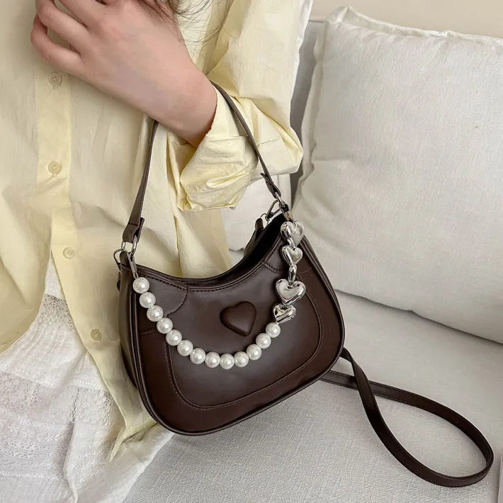 Elsvet PU Portable Crossbody Bag, Shoulder Bag Women's White/Silver/Black/Khaki/Pink/Brown-22