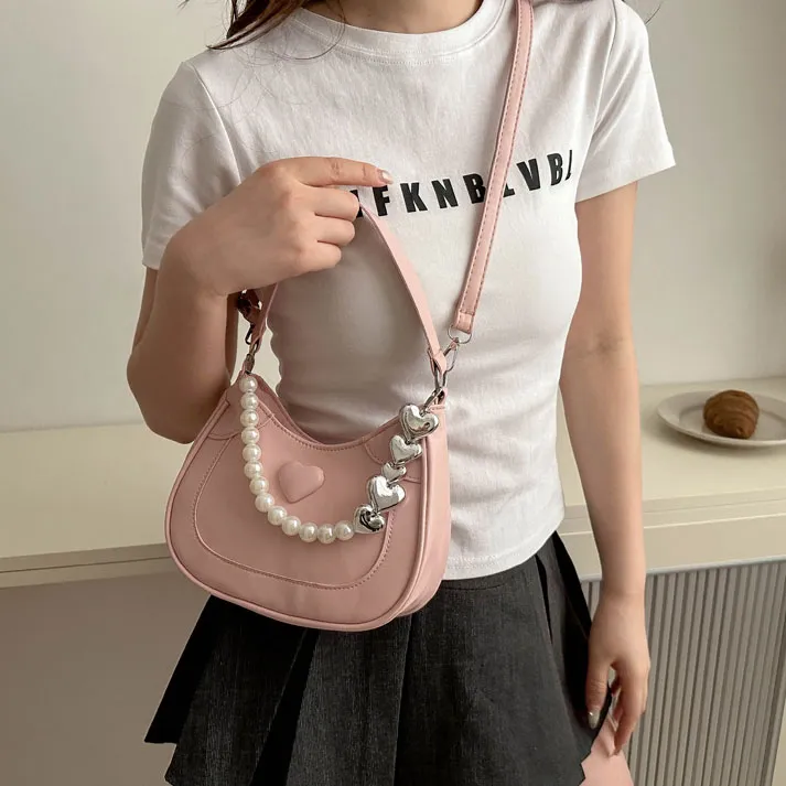 Elsvet PU Portable Crossbody Bag, Shoulder Bag Women's White/Silver/Black/Khaki/Pink/Brown-19