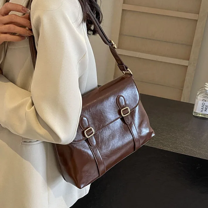 Elsvet PU Crossbody One Shoulder Women's White/Black/Brown-8