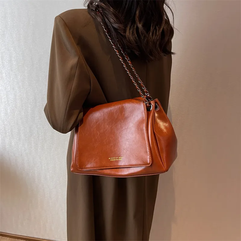 Elsvet PU Shoulder Bag Women's Light Brown/Black/Green-18