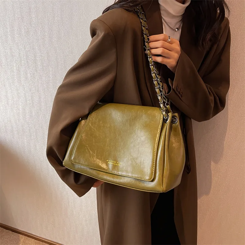 Elsvet PU Shoulder Bag Women's Light Brown/Black/Green-13