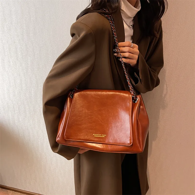 Elsvet PU Shoulder Bag Women's Light Brown/Black/Green-19
