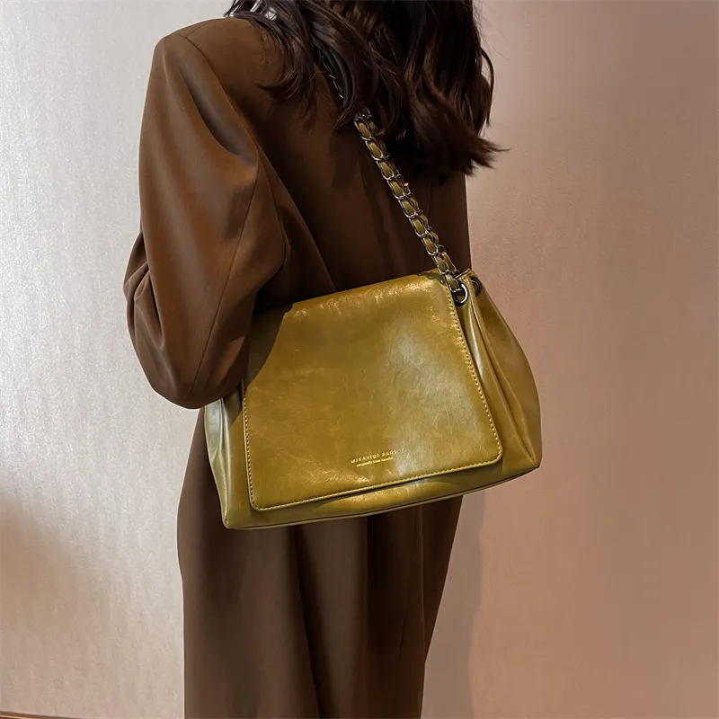 Elsvet PU Shoulder Bag Women's Light Brown/Black/Green-10