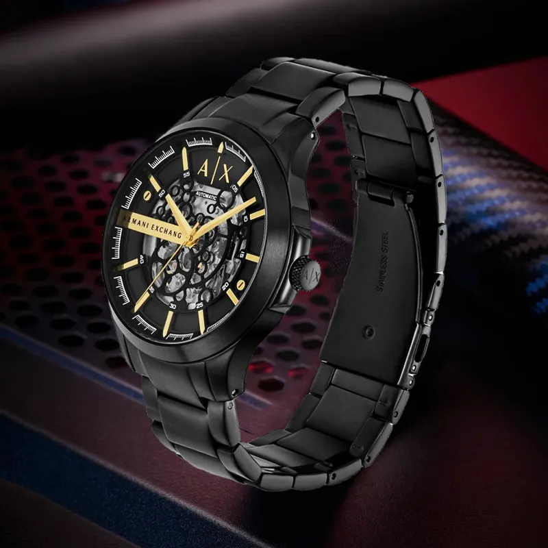 ARMANI EXCHANGEAE Darth Vader Wrist Watch Mechanical Movement Stainless Steel Strap Black Dial Men's Watches-5