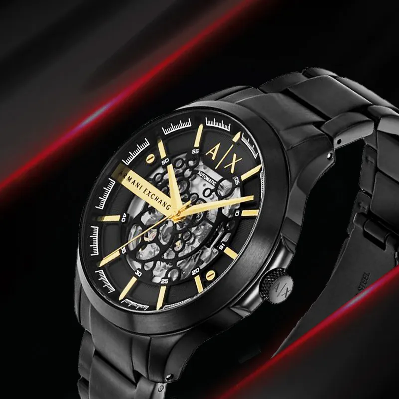 ARMANI EXCHANGEAE Darth Vader Wrist Watch Mechanical Movement Stainless Steel Strap Black Dial Men's Watches-4
