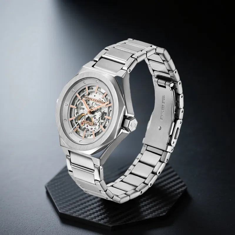 ARMANI EXCHANGEAE Armani Wrist Watch Mechanical Movement Stainless Steel Strap 36mm Silver Dial Women's Watch-5